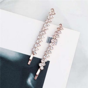 Rhinestone Glistening Fashion Bridal Women Hair Clip/ Hair Accessories - Rose Gold