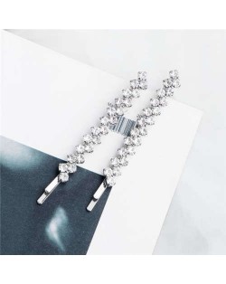 Rhinestone Glistening Fashion Bridal Women Hair Clip/ Hair Accessories - Silver