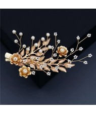 Vintage Style Golden Flowers Wedding Women Bridal Hair Clip/ Hair Ornament