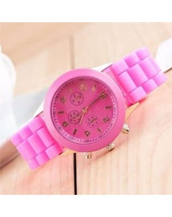 Sweet Candy Fashion Silicon Band Rose Wrist Watch