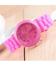 Sweet Candy Fashion Silicon Band Rose Wrist Watch