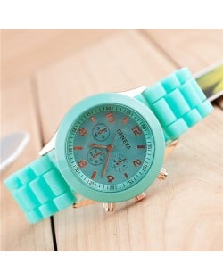Sweet Candy Fashion Silicon Band Green Wrist Watch