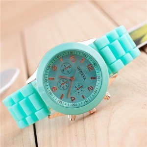 Sweet Candy Fashion Silicon Band Green Wrist Watch