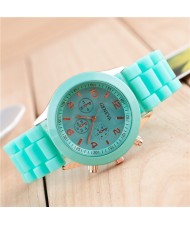 Sweet Candy Fashion Silicon Band Green Wrist Watch