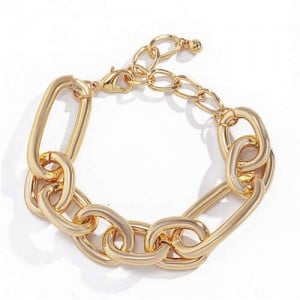Punk Fashion Simple Design Alloy Costume Bracelet - Golden