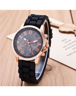 Sweet Candy Fashion Silicon Band Black Wrist Watch