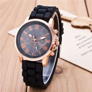 Sweet Candy Fashion Silicon Band Black Wrist Watch