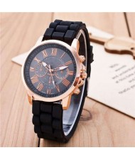 Sweet Candy Fashion Silicon Band Black Wrist Watch