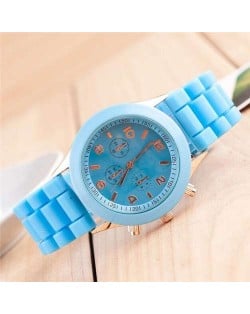 Sweet Candy Fashion Silicon Band Sky Blue Wrist Watch