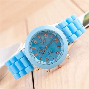 Sweet Candy Fashion Silicon Band Sky Blue Wrist Watch
