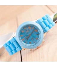 Sweet Candy Fashion Silicon Band Sky Blue Wrist Watch