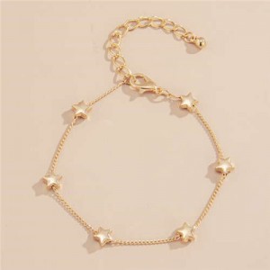 Golden Stars Pendant U.S. High Fashion Women Alloy Bracelet