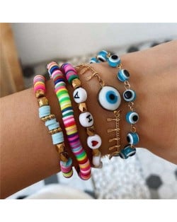 Assorted Beads Folk Fashion Colorful Multi-layer Women Seashore Style Bracelet Set