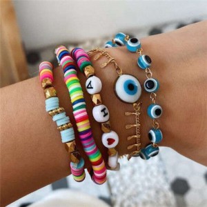 Assorted Beads Folk Fashion Colorful Multi-layer Women Seashore Style Bracelet Set