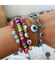 Assorted Beads Folk Fashion Colorful Multi-layer Women Seashore Style Bracelet Set