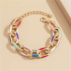 Oil-spot Glazed Chunky Chain Fashion Women Golden Wholesale Bracelet