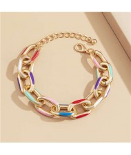 Oil-spot Glazed Chunky Chain Fashion Women Golden Wholesale Bracelet