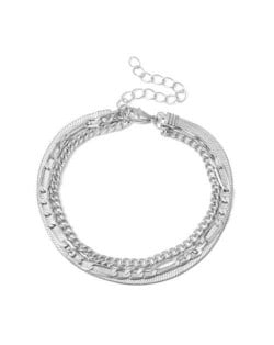 Vintage Snake Chain Hollow Design U.S. High Fashion Alloy Bracelet Set - Silver