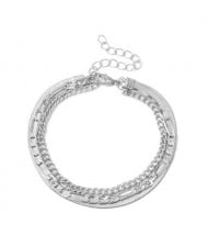 Vintage Snake Chain Hollow Design U.S. High Fashion Alloy Bracelet Set - Silver