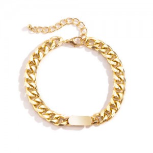 Punk Fashion Hip-hop Fashion Alloy Thick Chain Bracelet - Golden