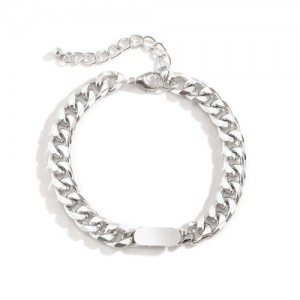 Punk Fashion Hip-hop Fashion Alloy Thick Chain Bracelet - Silver