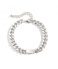 Punk Fashion Hip-hop Fashion Alloy Thick Chain Bracelet - Silver