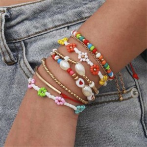 Mini Beads Flowers Fashion Bohemian Style Women Friendship Bracelet Set