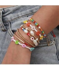 Mini Beads Flowers Fashion Bohemian Style Women Friendship Bracelet Set