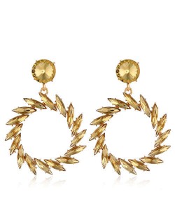 Resin Gems Floral Hoop Design Bold Fashion Women Wholesale Earrings - Champagne
