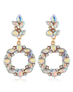 Shining Resin Flowers Fashion Women Alloy Wholesale Stud Earrings - Luminous White