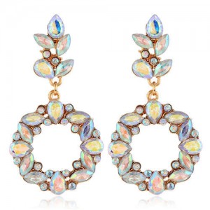 Shining Resin Flowers Fashion Women Alloy Wholesale Stud Earrings - Luminous White