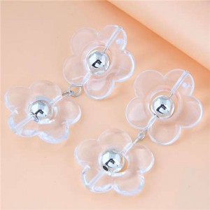 Transparent European and U.S. Fashion Women Resin Flowers Stud Wholesale Earrings