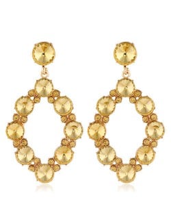 Shining Rhombus Shape Bold Western Fashion Women Drop Wholesale Earrings - Yellow