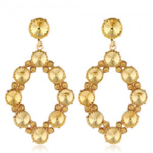 Shining Rhombus Shape Bold Western Fashion Women Drop Wholesale Earrings - Yellow