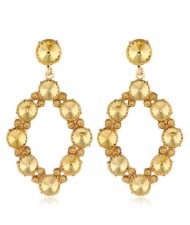 Shining Rhombus Shape Bold Western Fashion Women Drop Wholesale Earrings - Yellow