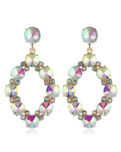 Shining Rhombus Shape Bold Western Fashion Women Drop Wholesale Earrings - Luminous White