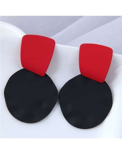 U.S. and European High Fashion Geometric Combo Design Bold Fashion Women Statement Earrings - Black