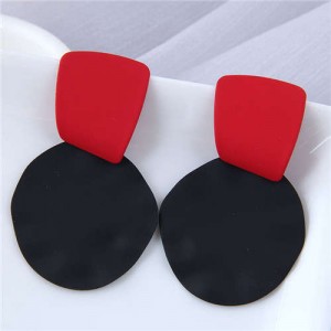 U.S. and European High Fashion Geometric Combo Design Bold Fashion Women Statement Earrings - Black