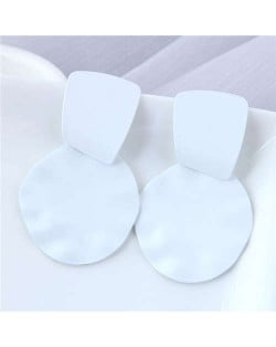 U.S. and European High Fashion Geometric Combo Design Bold Fashion Women Statement Earrings - White