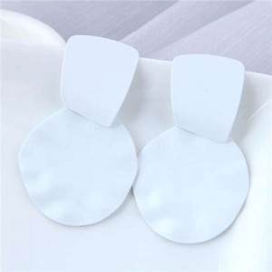 U.S. and European High Fashion Geometric Combo Design Bold Fashion Women Statement Earrings - White