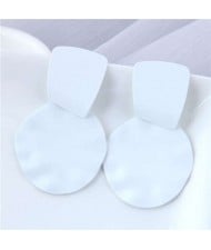 U.S. and European High Fashion Geometric Combo Design Bold Fashion Women Statement Earrings - White