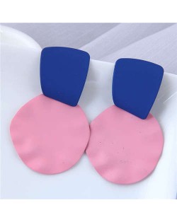 U.S. and European High Fashion Geometric Combo Design Bold Fashion Women Statement Earrings - Pink