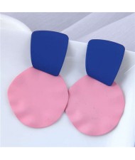 U.S. and European High Fashion Geometric Combo Design Bold Fashion Women Statement Earrings - Pink