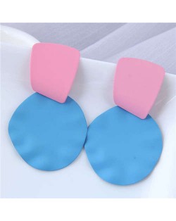 U.S. and European High Fashion Geometric Combo Design Bold Fashion Women Statement Earrings - Blue