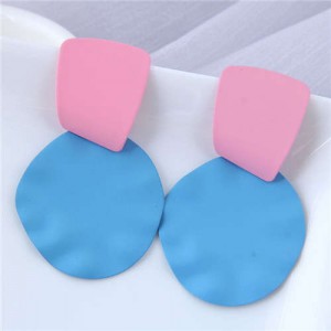 U.S. and European High Fashion Geometric Combo Design Bold Fashion Women Statement Earrings - Blue