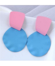 U.S. and European High Fashion Geometric Combo Design Bold Fashion Women Statement Earrings - Blue