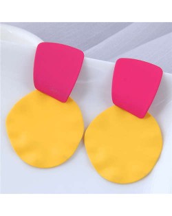 U.S. and European High Fashion Geometric Combo Design Bold Fashion Women Statement Earrings - Yellow