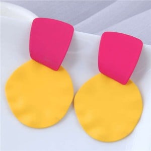 U.S. and European High Fashion Geometric Combo Design Bold Fashion Women Statement Earrings - Yellow