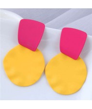 U.S. and European High Fashion Geometric Combo Design Bold Fashion Women Statement Earrings - Yellow