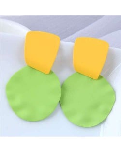 U.S. and European High Fashion Geometric Combo Design Bold Fashion Women Statement Earrings - Green